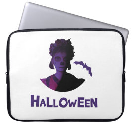 Mexicaanse Meisje en Vleermuizen Halloween Design Laptop Sleeve