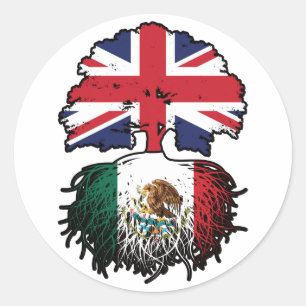 Mexicaanse Mexicaanse Britse vlag voor boomstammen Ronde Sticker