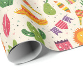 Mexicaanse Mexicaanse partij Fiesta Cactus Cadeaupapier (Rol Hoek)