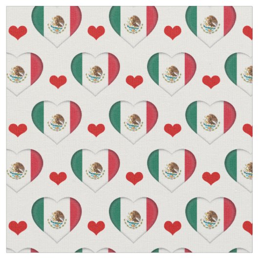 Mexicaanse mode Flag & Red Heart Fabric/Mexico Stof (Close Up)