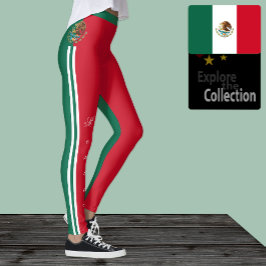 Mexicaanse mode leggings, Mexicaanse vlag / sport Leggings