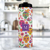 Mexicaanse monogram van de dode suikerschedel thermosbeker