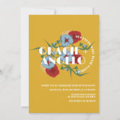 Mexicaanse mosterd Blue Florals Wedding Kaart (Voorkant)