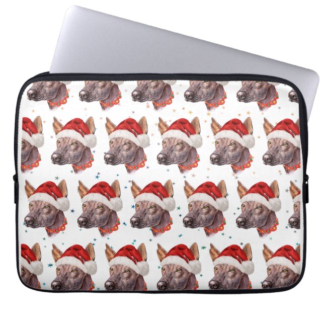 Mexicaanse Naakthond Ras Kerststerren Laptop Sleeve (Voorkant)