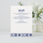 Mexicaanse Navy Blue Talavera Tegels bruiloft Informatiekaartje (Staand voorkant)