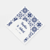 Mexicaanse Navy Blue Talavera Tegels bruiloft Servet (Hoek)
