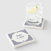 Mexicaanse Navy Blue Talavera Tegels bruiloft Stenen Onderzetter (Zijkant)