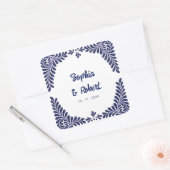 Mexicaanse Navy Blue Talavera Tegels bruiloft Vierkante Sticker (Envelop)