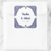 Mexicaanse Navy Blue Talavera Tegels bruiloft Vierkante Sticker (Tas)
