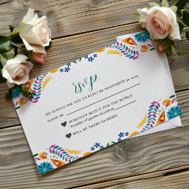 Mexicaanse Nuestra Boda Bloemen Botanische bruilof RSVP Kaartje