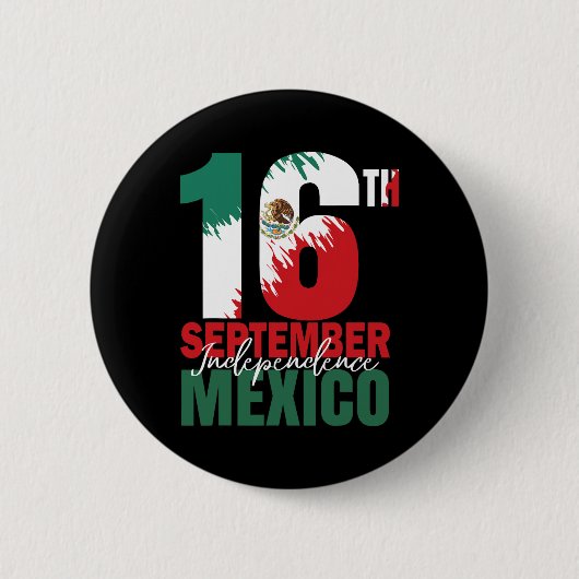 Mexicaanse Onafhankelijkheidsdag Shirt Mexico FL Ronde Button 5,7 Cm (Voorkant)