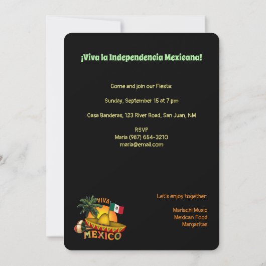 Mexicaanse Onafhankelijkheidsdag Uitnodiging (Achterkant)