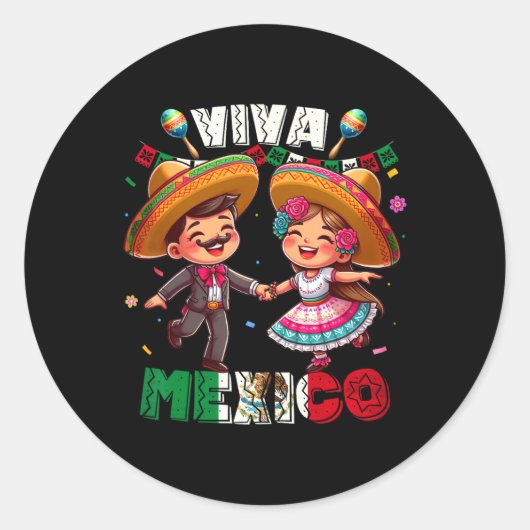 Mexicaanse Onafhankelijkheidsdag Viva Mexico's Boy Ronde Sticker (Voorkant)