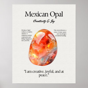 Mexicaanse Opal Gem Crystal Betekenis Kaart Poster