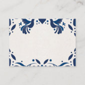 Mexicaanse Otomi Blue Floral Elegant Fiesta Weddin Informatiekaartje (Achterkant)
