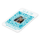 Mexicaanse Otomí Floral Border Bewaar de datum Fot Magneet (Linkerzijde)