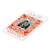 Mexicaanse Otomí Floral Border Bewaar de datum Fot Magneet (Linkerzijde)