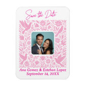 Mexicaanse Otomí Floral Border Bewaar de datum Fot Magneet (Verticaal)