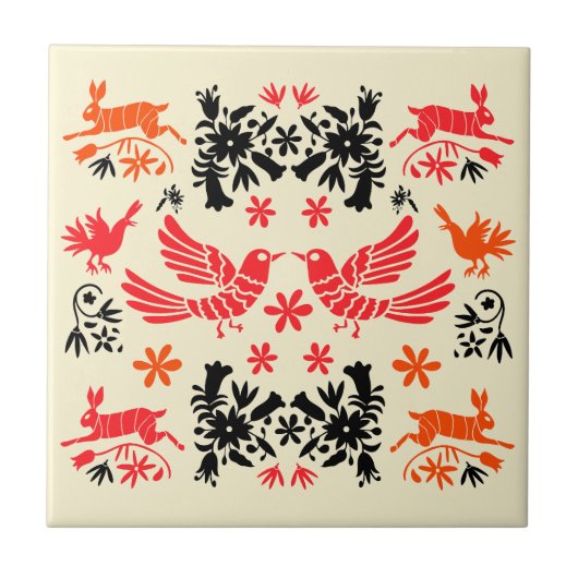 Mexicaanse Otomi Huisdecoratie Tegeltje (Voorkant)