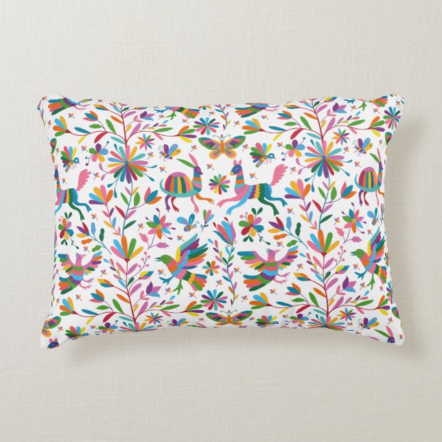 Mexicaanse Otomi Style Bright Pattern Accent Kussen (Voorkant)