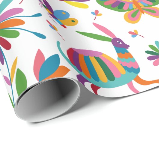 Mexicaanse Otomi Style Bright Pattern Cadeaupapier (Rol Hoek)