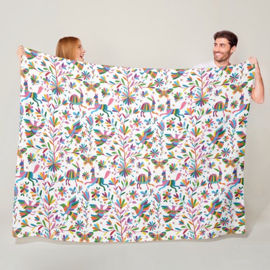 Mexicaanse Otomi Style Bright Pattern Fleece Deken (In situ)