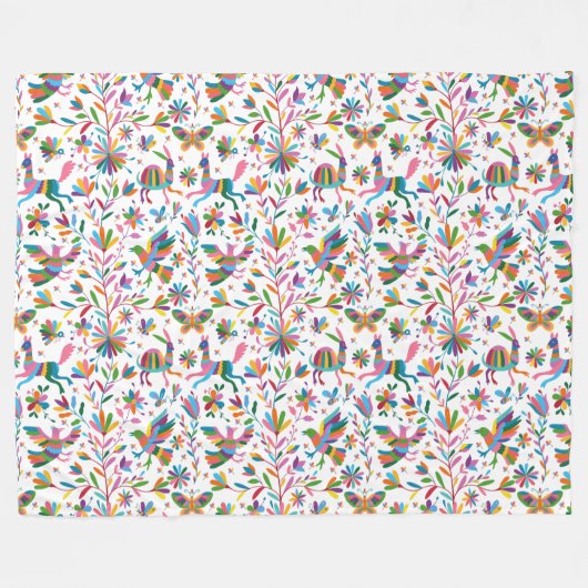 Mexicaanse Otomi Style Bright Pattern Fleece Deken (Voorkant (Horizontaal))