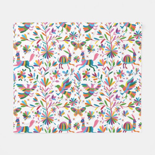 Mexicaanse Otomi Style Bright Pattern Fleece Deken (Voorkant (Horizontaal))