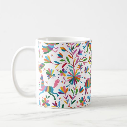 Mexicaanse Otomi Style Bright Pattern Koffiemok (Links)