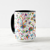 Mexicaanse Otomi Style Bright Pattern Mok (Voorkant links)