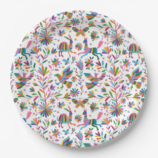 Mexicaanse Otomi Style Bright Pattern Papieren Bordje (Voorkant)