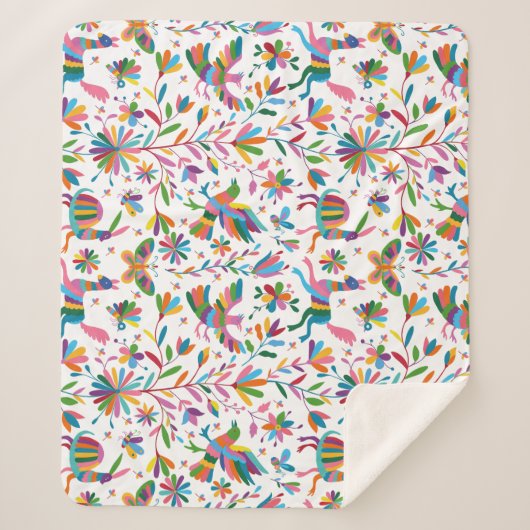 Mexicaanse Otomi Style Bright Pattern Sherpa Deken (Voorkant)