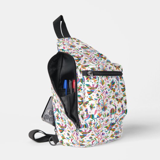 Mexicaanse Otomi Style Bright Pattern Sling Bag (Open)