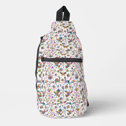 Mexicaanse Otomi Style Bright Pattern Sling Bag (Voorkant)