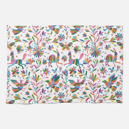 Mexicaanse Otomi Style Bright Pattern Theedoek (Horizontaal)