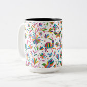 Mexicaanse Otomi Style Bright Pattern Tweekleurige Koffiemok (Voorkant links)