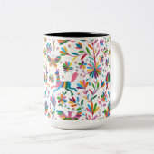 Mexicaanse Otomi Style Bright Pattern Tweekleurige Koffiemok (Voorkant rechts)