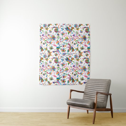 Mexicaanse Otomi Style Bright Pattern Wandkleed (In situ)