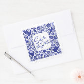 Mexicaanse Otomí Tenango Talavera Save the Date Vierkante Sticker (Envelop)