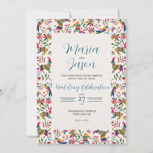 Mexicaanse Otomi Tenangos Kleurrijke Folk Art brui Kaart (Voorkant)