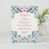 Mexicaanse Otomi Tenangos Romantisch Elegant Huwel Kaart (Staand voorkant)