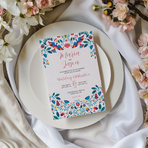 Mexicaanse Otomi Tenangos Romantisch Elegant Huwel Kaart