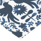 Mexicaanse Otomi-thema tafelrenner - Navy Korte Tafelloper (Hoek)