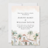 Mexicaanse Palm Tree Destination Spaans Blush Roze Kaart (Voorkant)