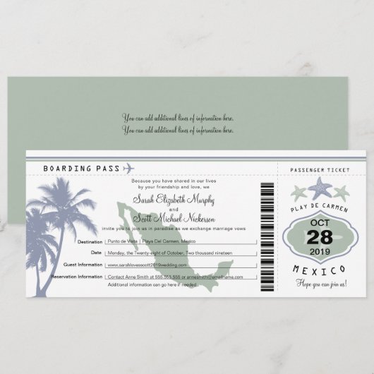 Mexicaanse palmboom - Starfish boarding boarding P Kaart (Voorkant / Achterkant)