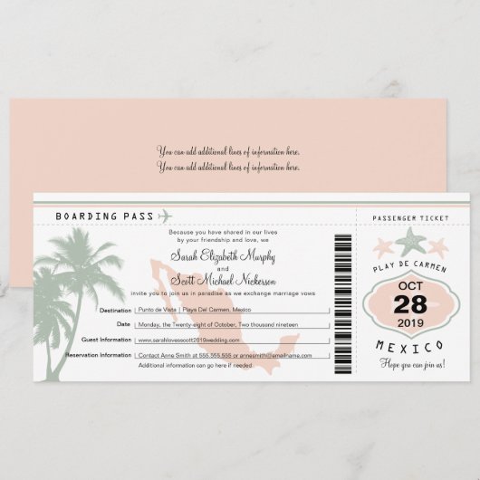 Mexicaanse palmboom - Starfish boarding boarding P Kaart (Voorkant / Achterkant)