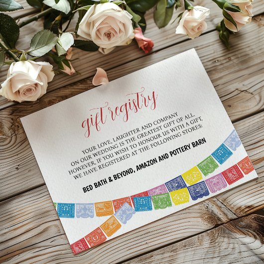 Mexicaanse Papel Picado Elegante Kleurrijke Boda b Informatiekaartje