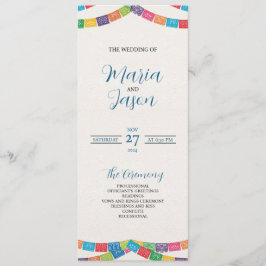 Mexicaanse Papel Picado Elegante Kleurrijke Boda b Programmakaart