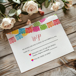 Mexicaanse Papel Picado Elegante Kleurrijke Boda b RSVP Kaartje