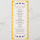 Mexicaanse Papel Picado Gele Nuestra Boda bruiloft Programmakaart (Achterkant)